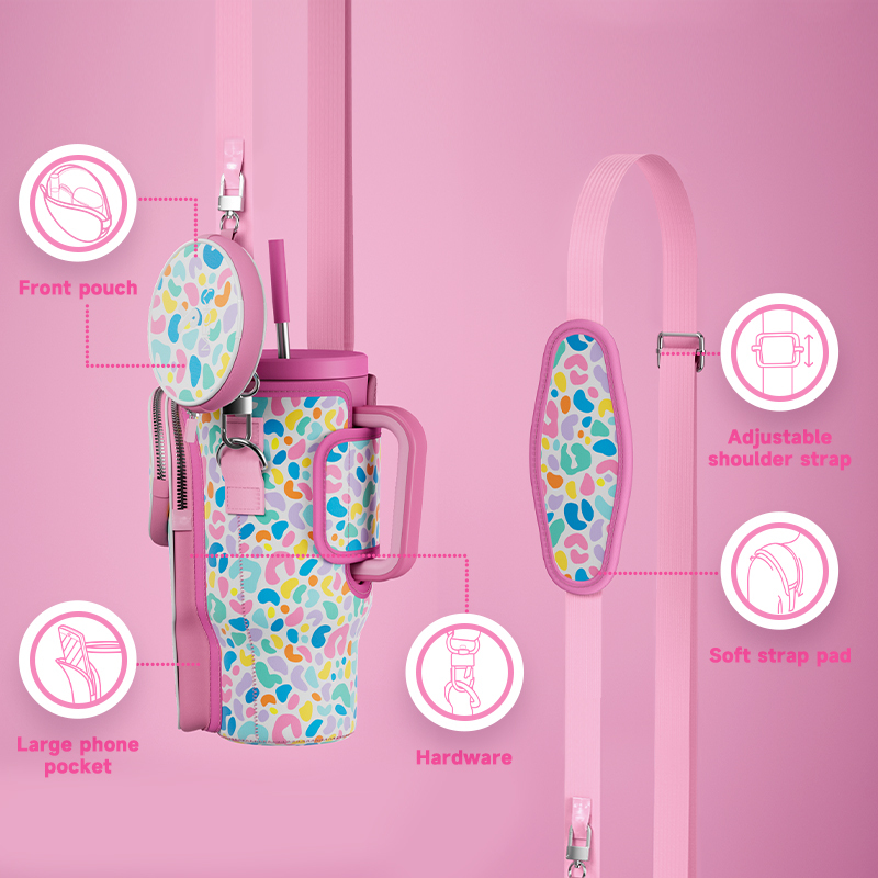 tumbler cup bag color leopard