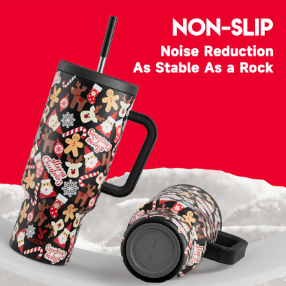 40oz Tumbler With Straw Christmas Collection-Black Christmas