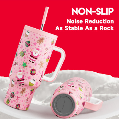 40oz Tumbler With Straw Christmas Collection-Pink Christmas