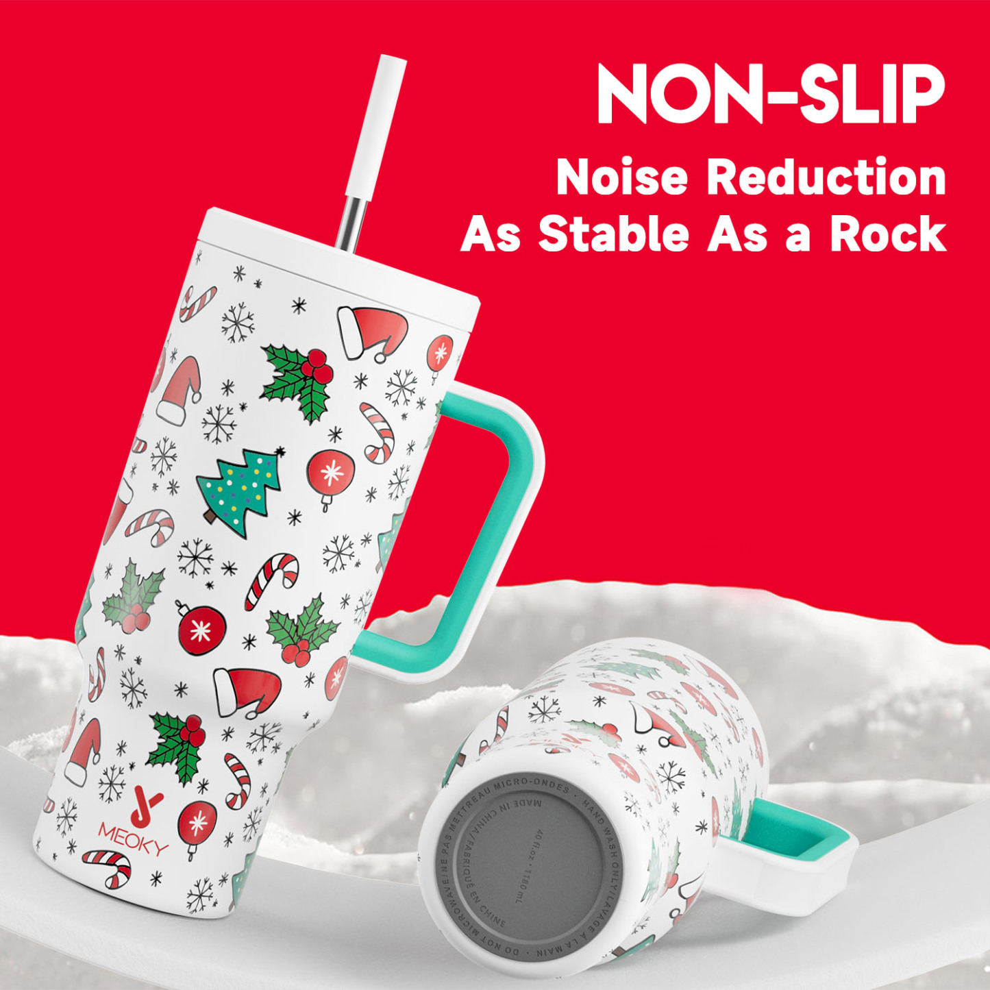 40oz Tumbler With Straw Christmas Collection-White Christmas