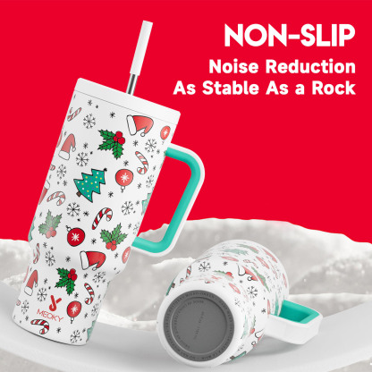 40oz Tumbler With Straw Christmas Collection-White Christmas