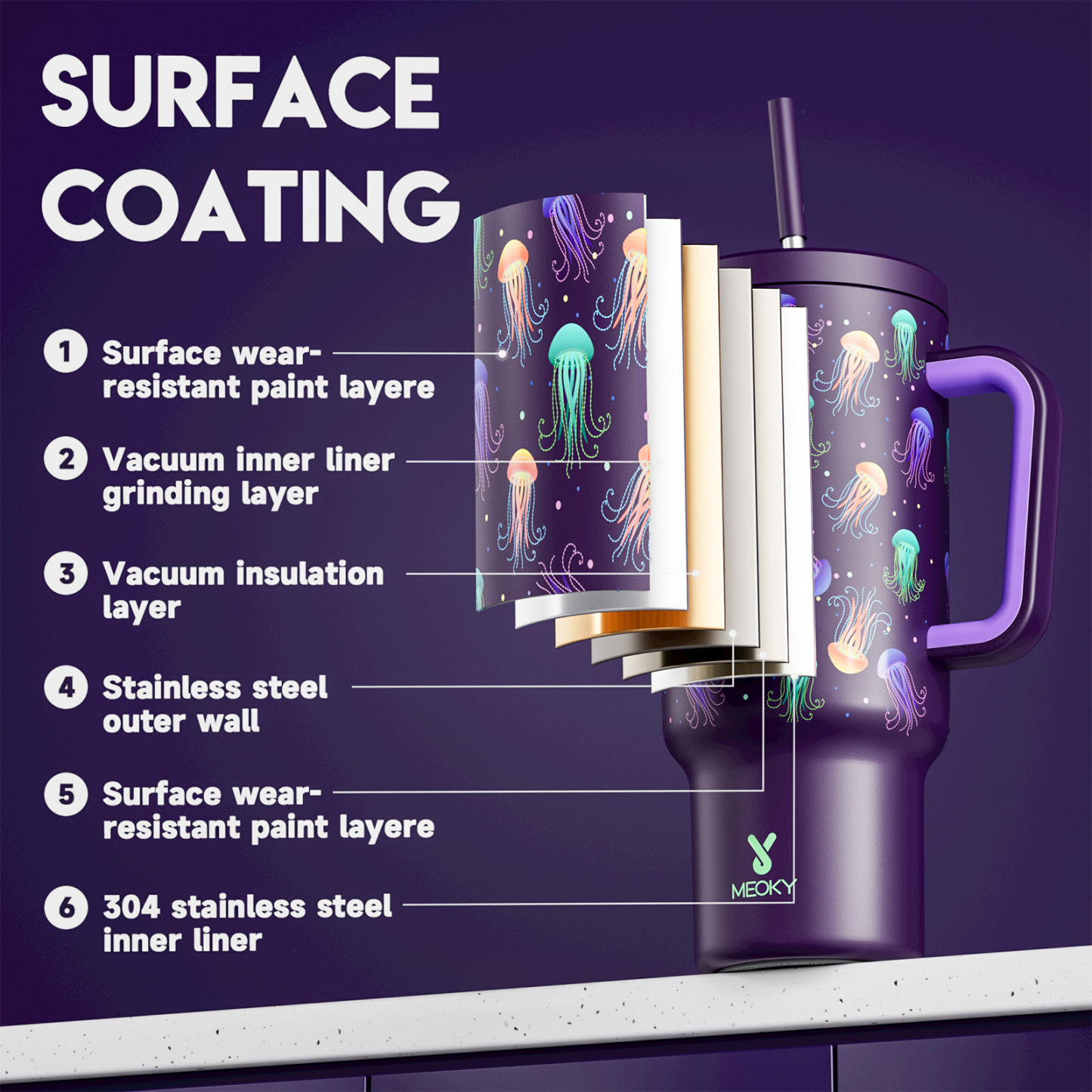 40oz Tumbler With Straw Glow Medusas