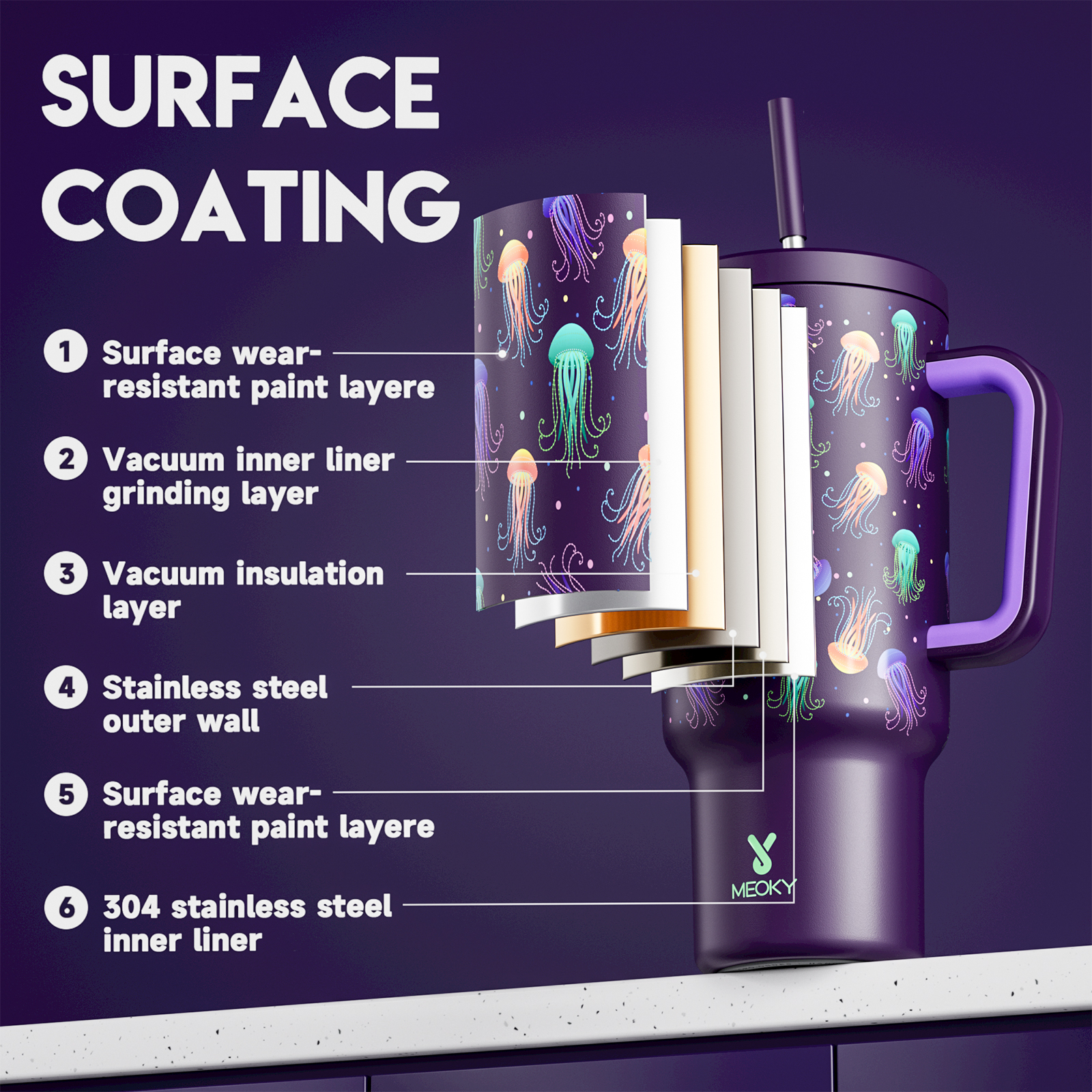 40oz Tumbler With Straw Glow Medusas