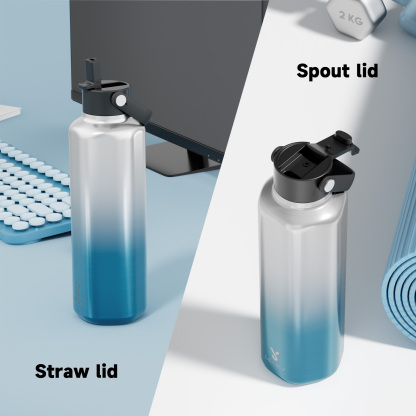24oz hexagonal water bottle gradient blue white