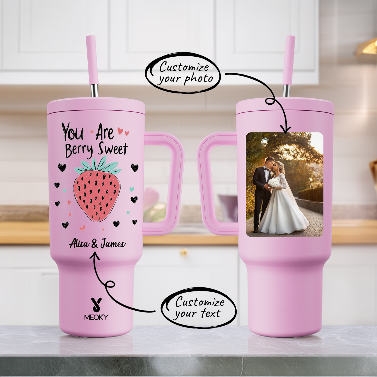 40oz Tumbler With Straw Customized - You Are Berry Sweet - The Perfect Warm Gift for Her, Couple, Lovers!