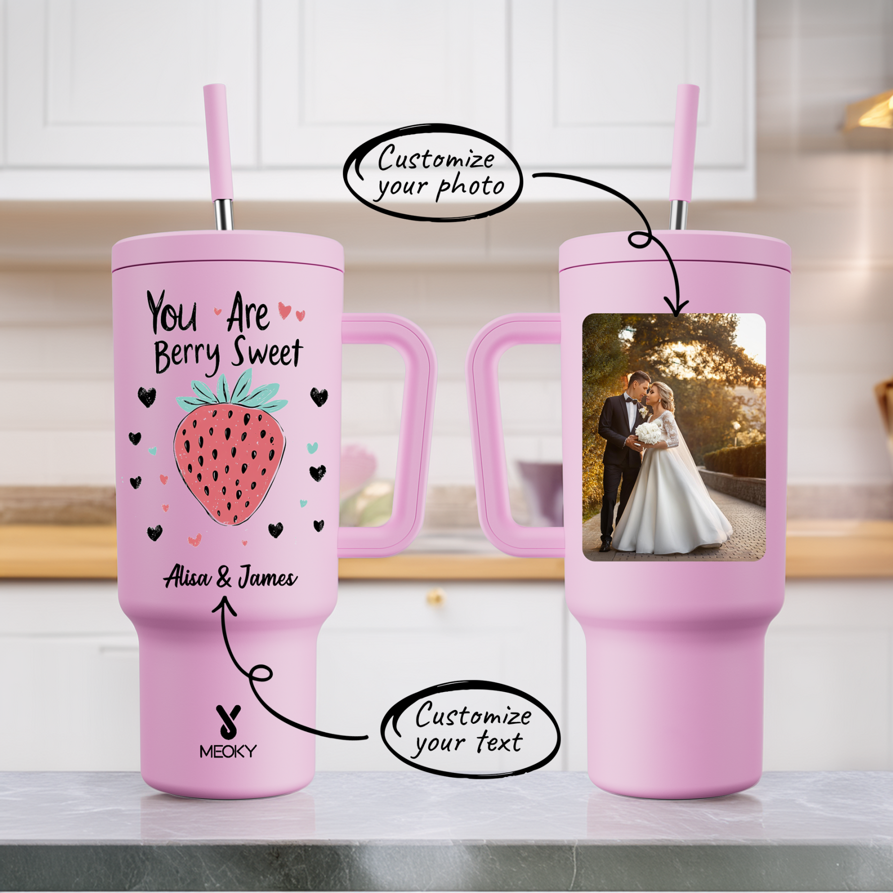 40oz Tumbler With Straw Customized - You Are Berry Sweet - The Perfect Warm Gift for Her, Couple, Lovers!