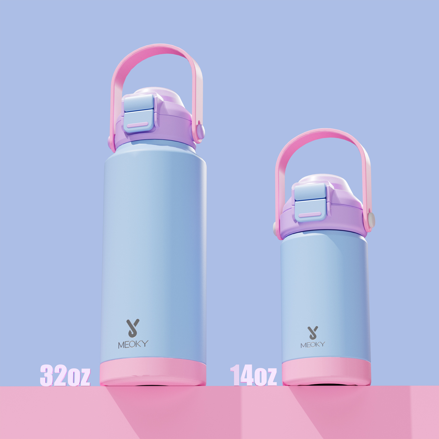 14oz Insulated Water Bottle Pink-Blue