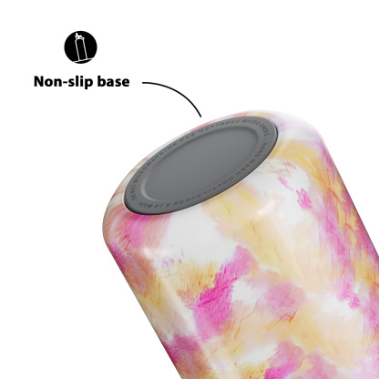 24oz hexagonal water bottle gradient pink flowers
