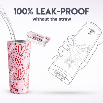 24oz cold cup 2 in 1 lid valentine pink valentine