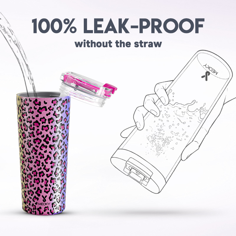 24oz cold cup 2 in 1 lid animal print rainbow leopard