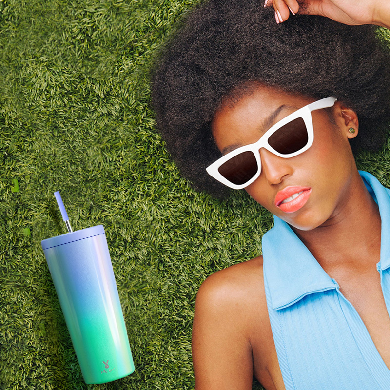 24oz cold cup straw pure black
