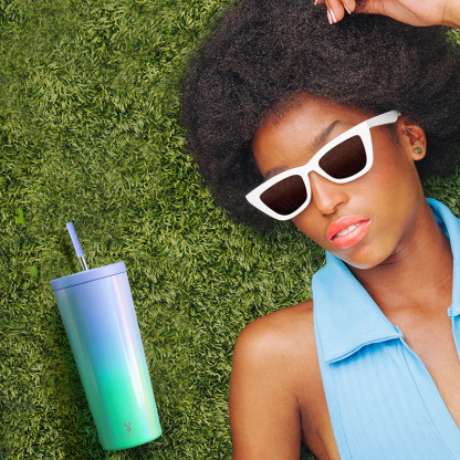 24oz cold cup straw gradient rainbow