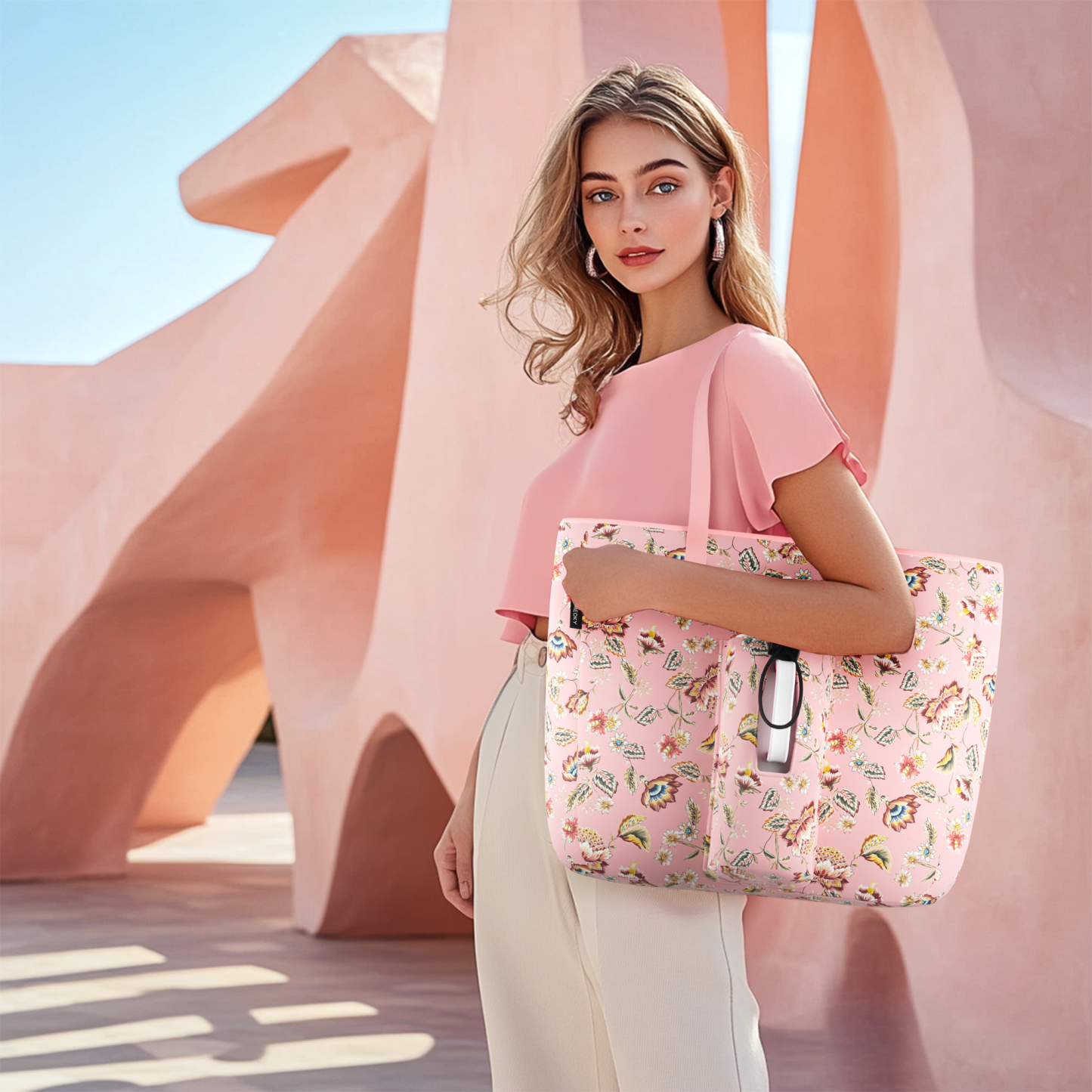 tote bag rosette pink