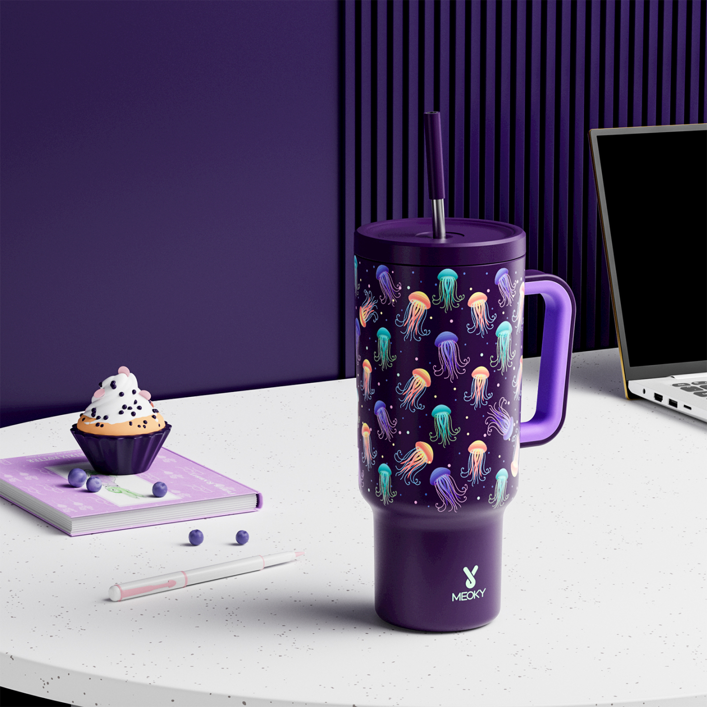 40oz Tumbler With Straw Glow Medusas