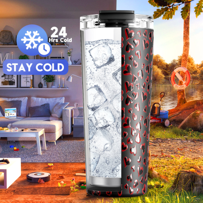 24oz cold cup 2 in 1 lid valentine black love