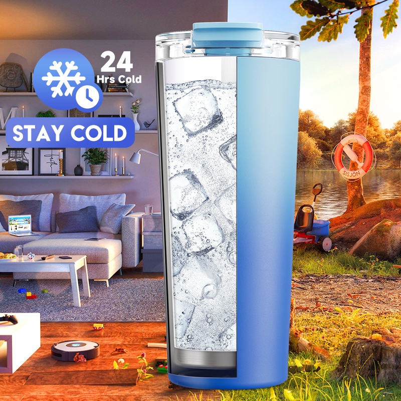 24oz cold cup 2 in 1 lid gradient blue sky