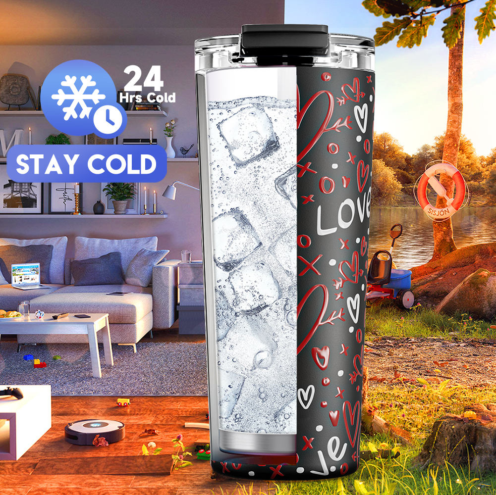24oz cold cup 2 in 1 lid valentine black valentine