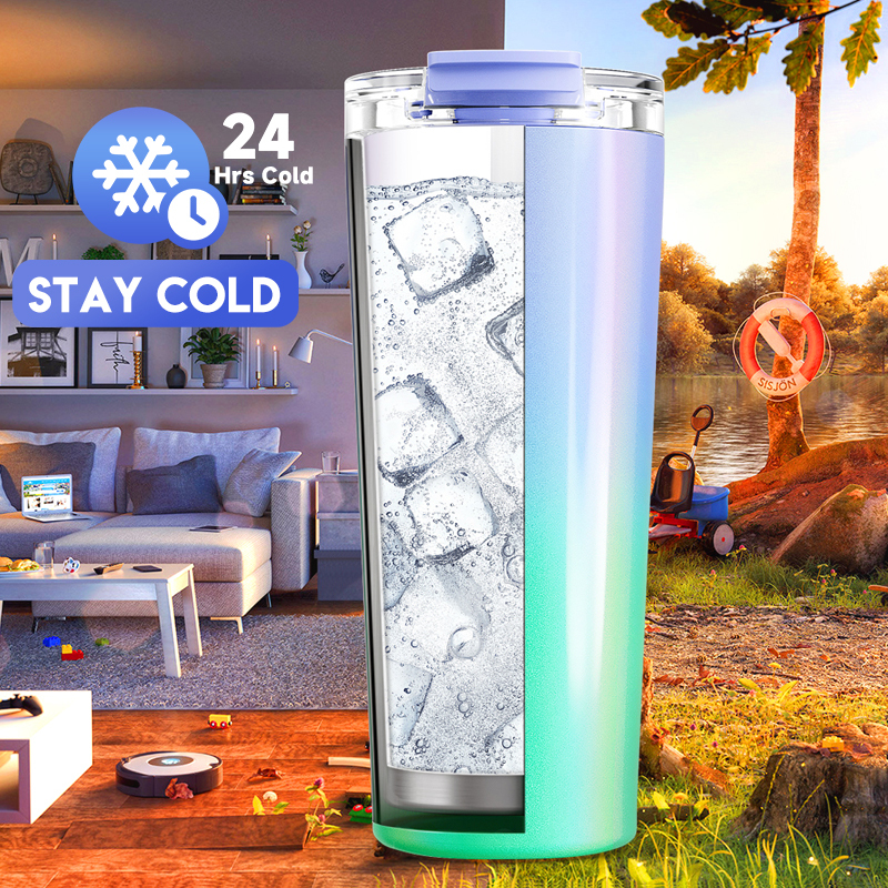 24oz cold cup 2 in 1 lid gradient green purple