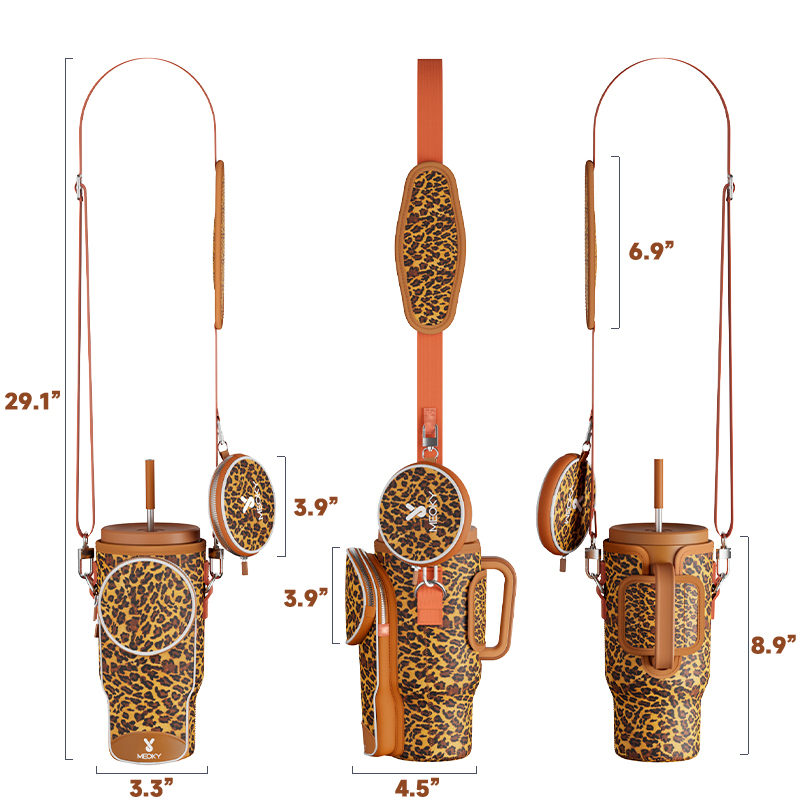tumbler cup bag brown leopard