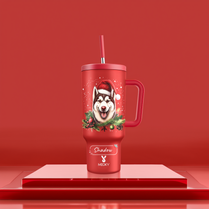 Spend Christmas With Your Funny Dog! - Customized 40oz Tumbler With Straw -  Merry Christmas!