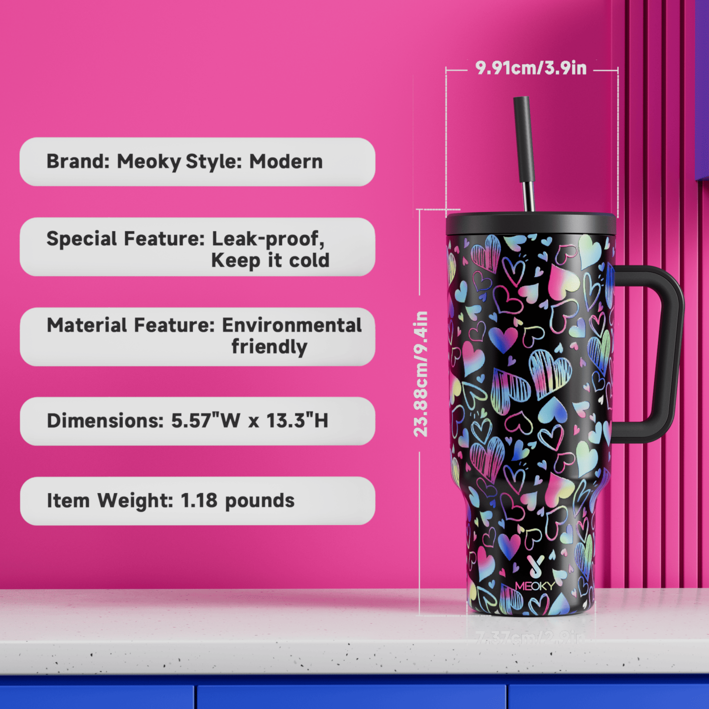 Heart Valentines - Customized 40oz Tumbler With Straw - Best Valentine's Day Gifts for Loved Ones