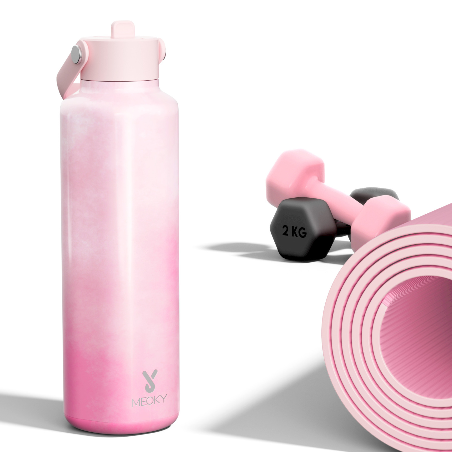24oz hexagonal water bottle gradient pink white