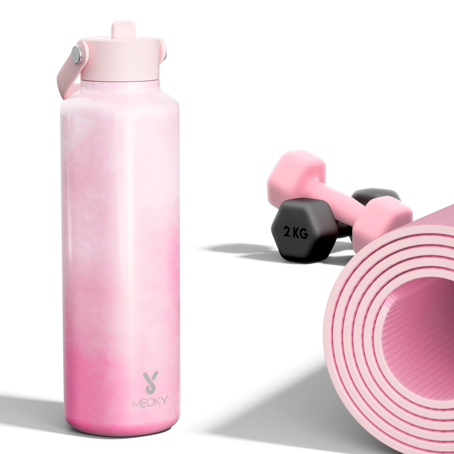 24oz hexagonal water bottle gradient pink white