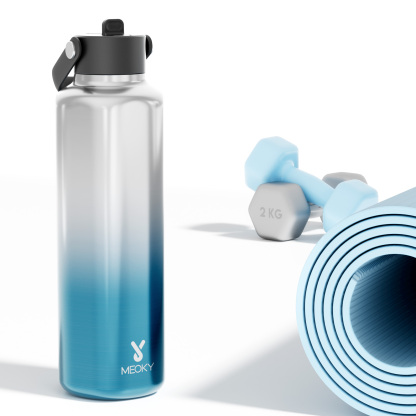 24oz hexagonal water bottle gradient blue white