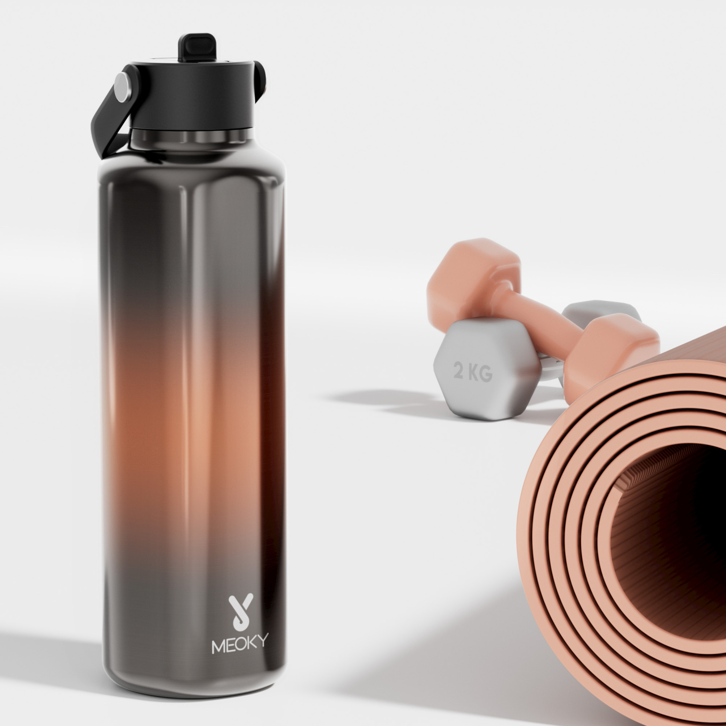 24oz hexagonal water bottle gradient black orange
