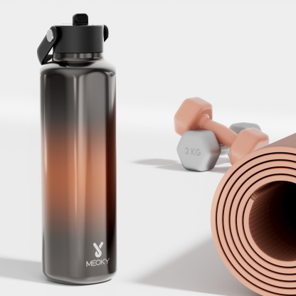 24oz hexagonal water bottle gradient black orange
