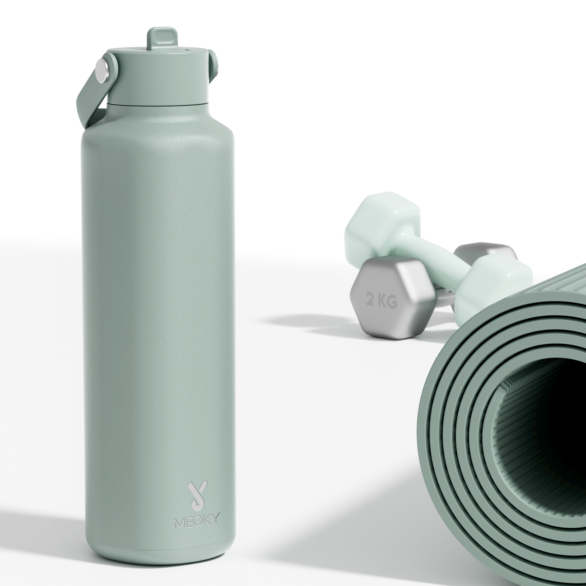 24oz hexagonal water bottle pure green