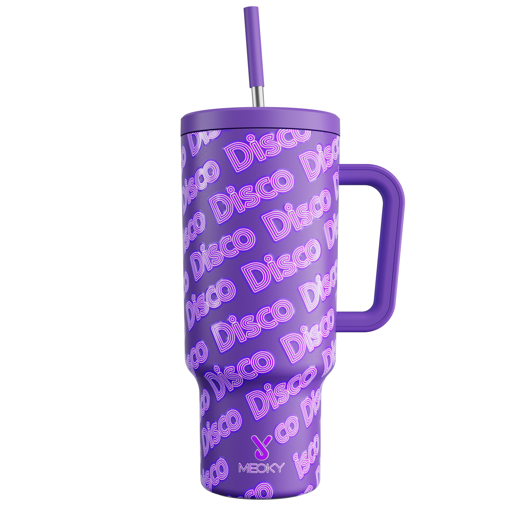 40oz Tumbler With Straw Neon Disco Dazzler