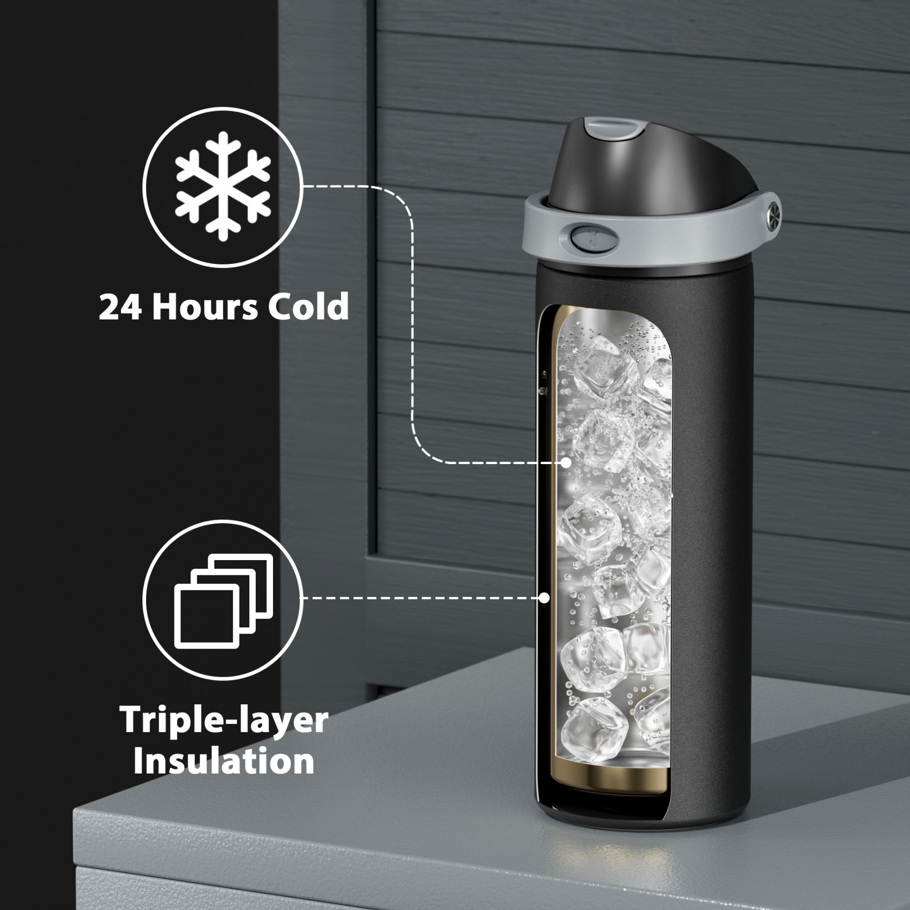 24oz Dual Spout Bounce Water Bottle-Night