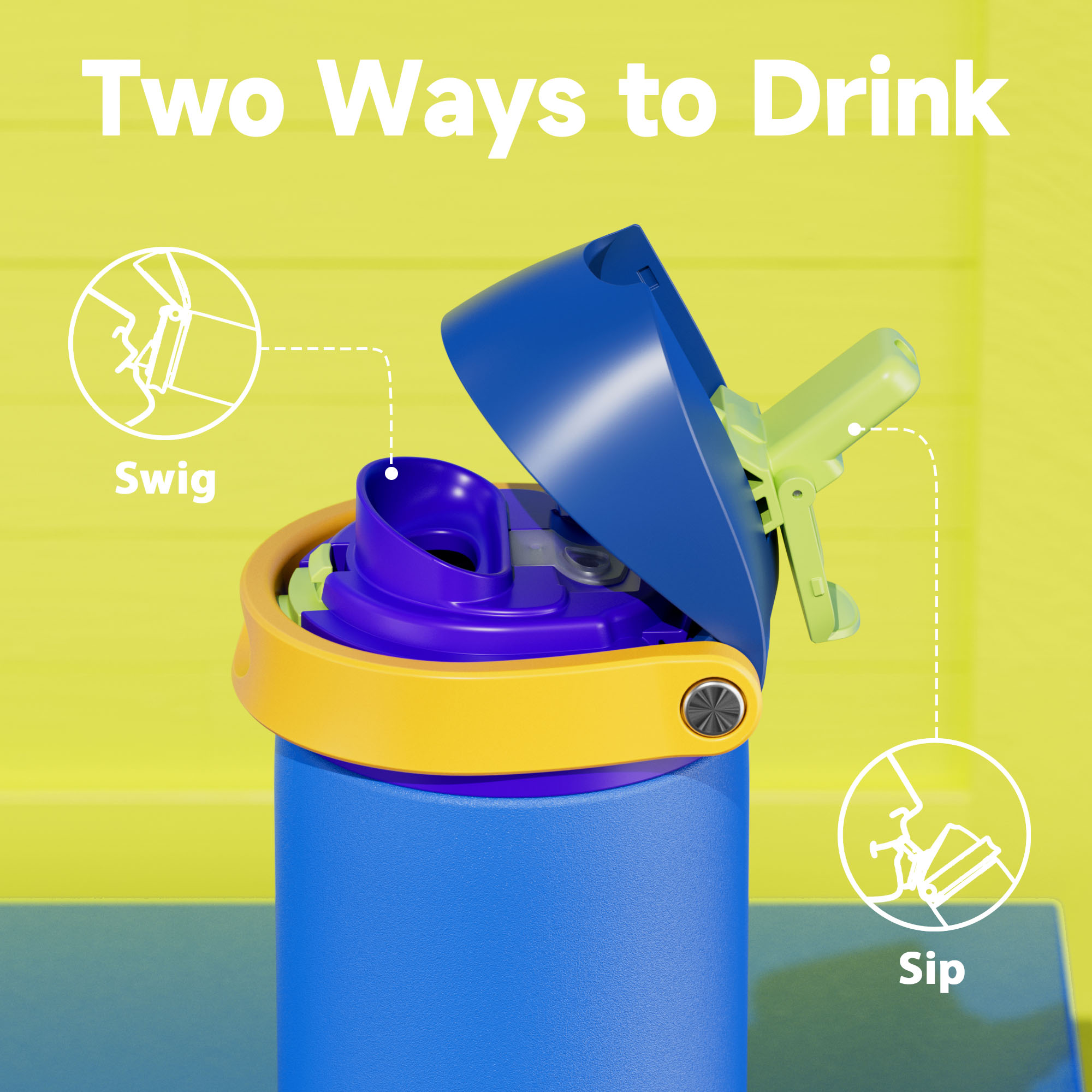 24oz Dual Spout Bounce Water Bottle-Sapphire