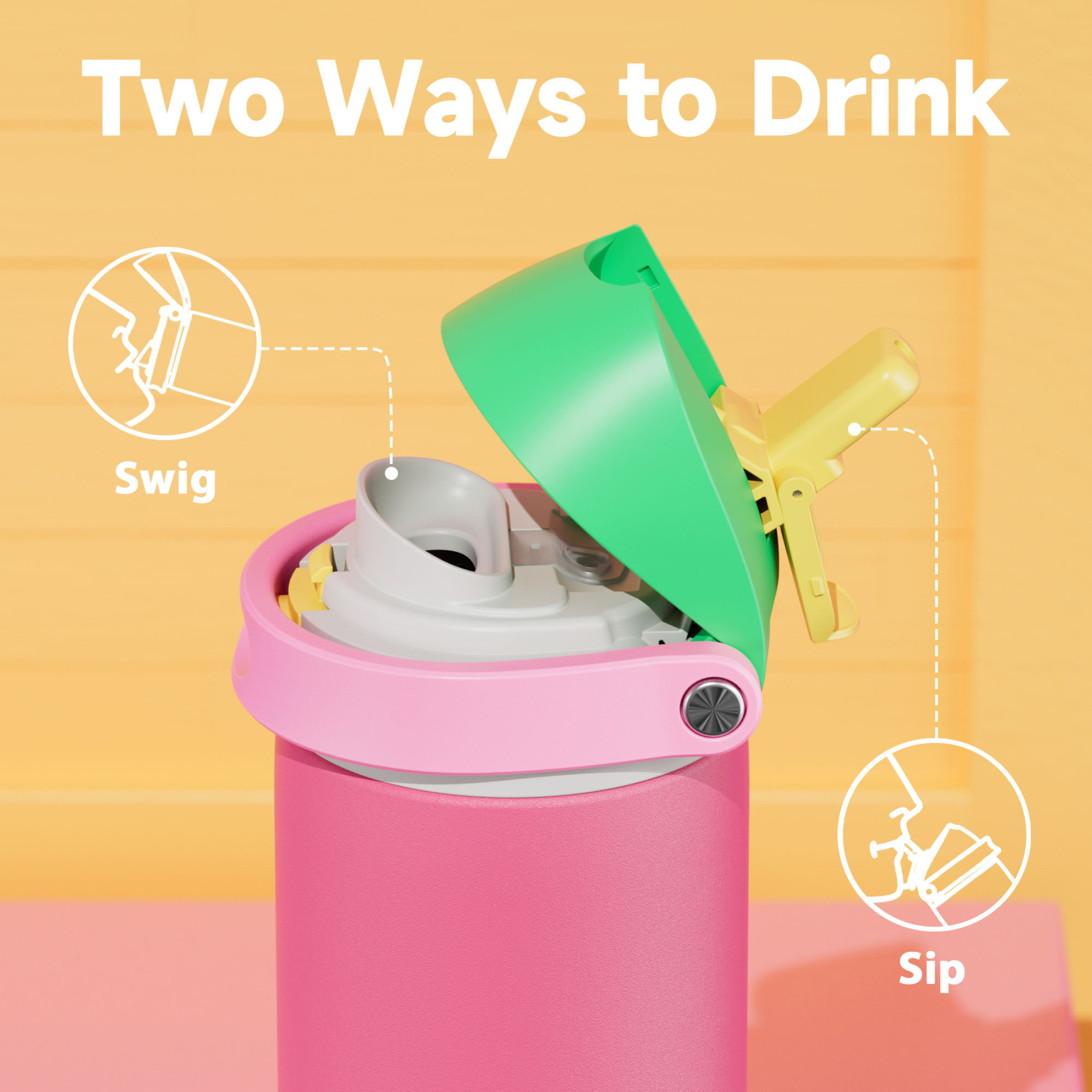 24oz Dual Spout Bounce Water Bottle-Ruby