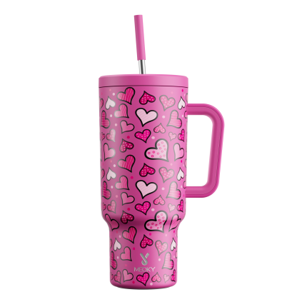 MEOKY 40oz Pink & Purple Hearts Tumbler