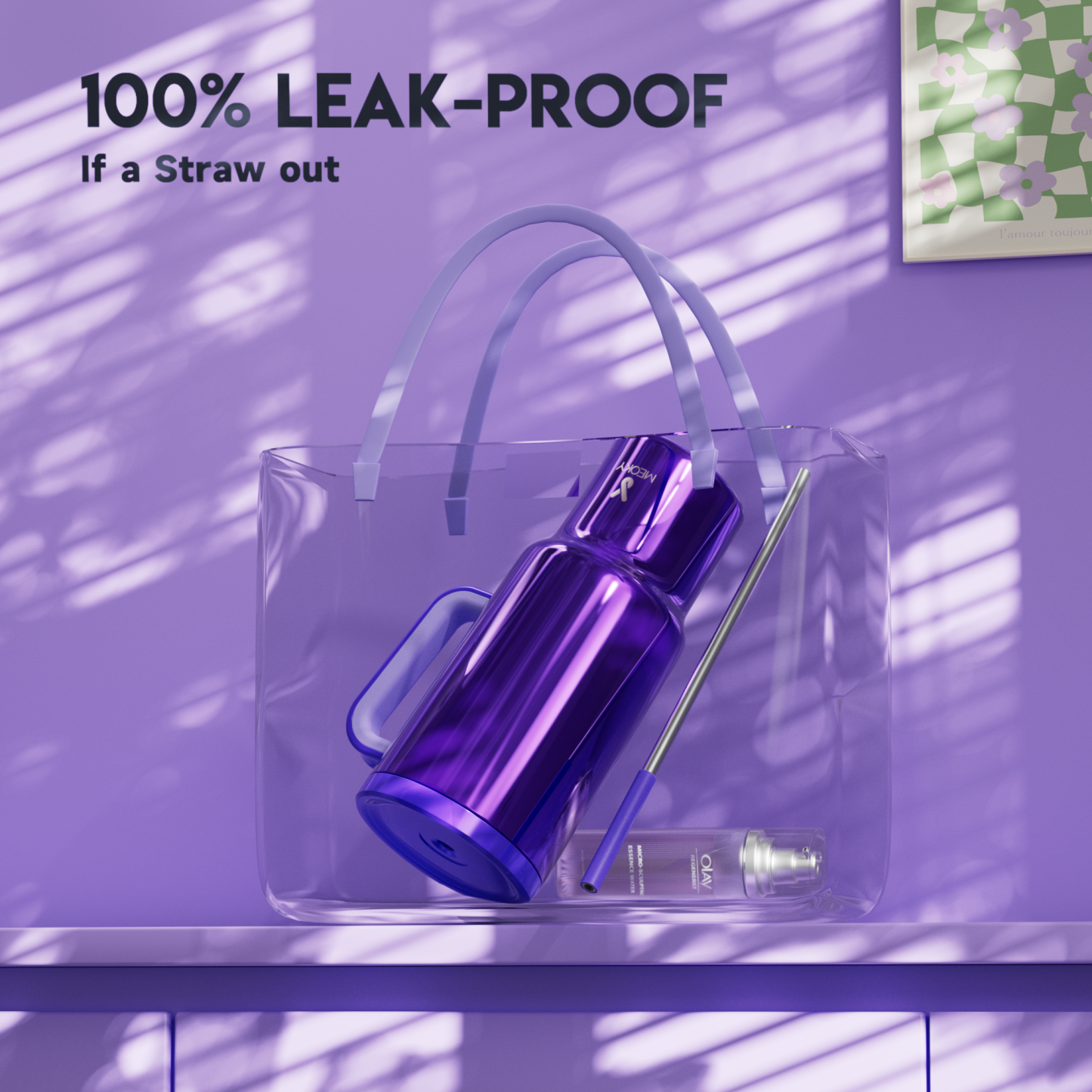 40oz Tumbler With Straw Mirrors Collection-Purple