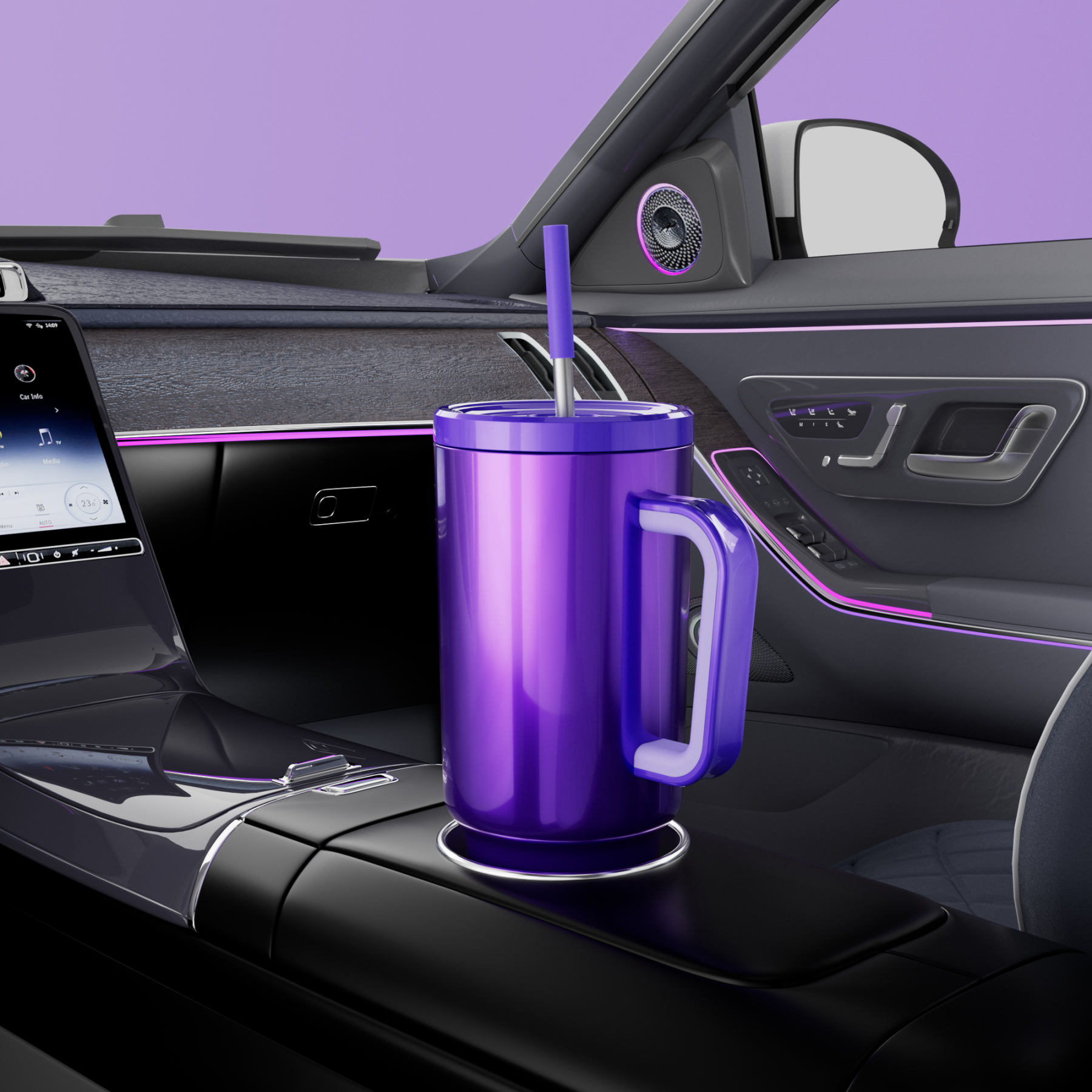 40oz Tumbler With Straw Mirrors Collection-Purple