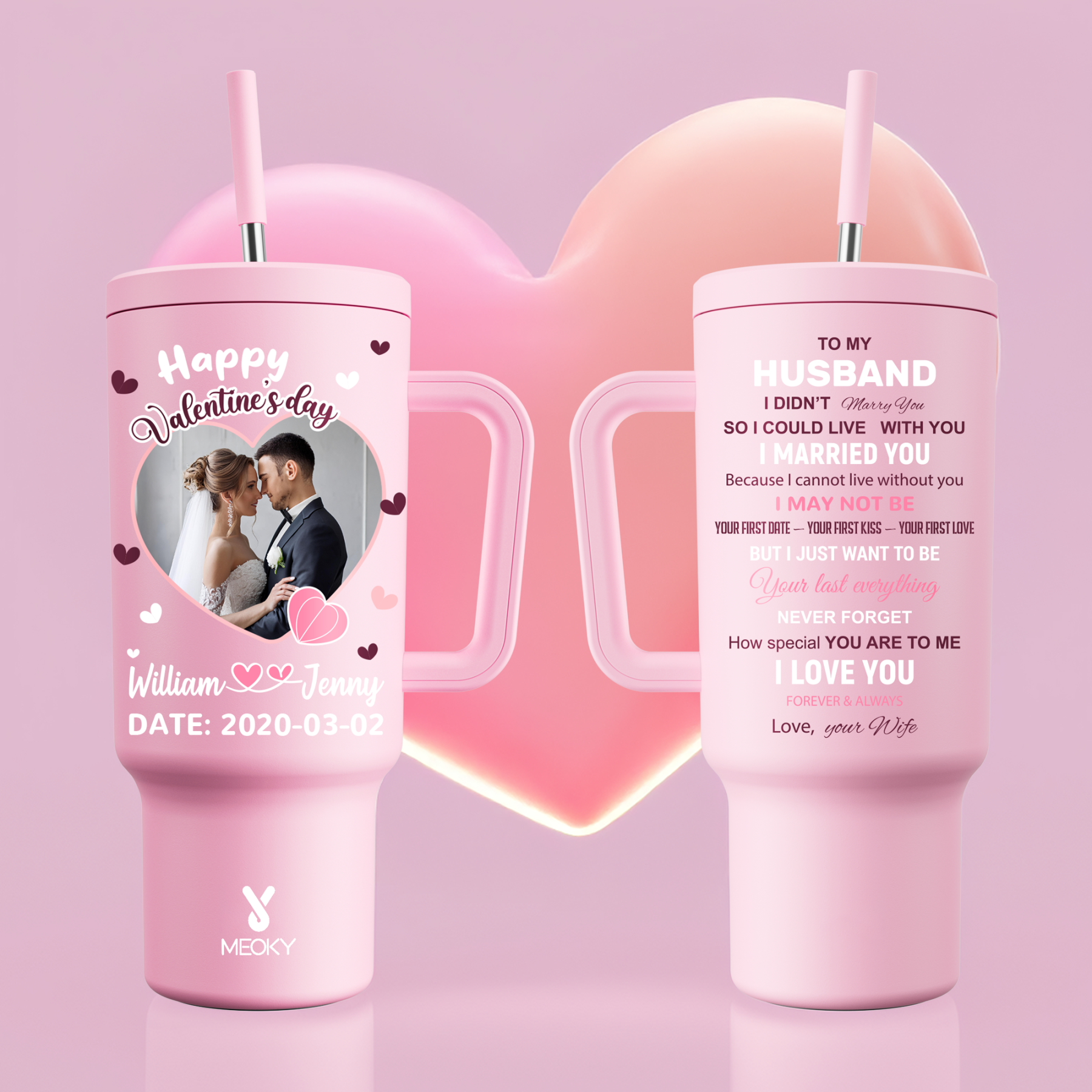 A Love Letter To Him - Customized 40oz Tumbler With Straw - Best Valentine's Day Gifts for Loved Ones