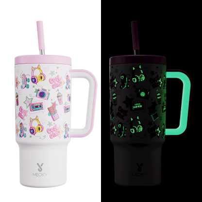 24oz Tumbler With Straw Luminous Series-Pink Headphones