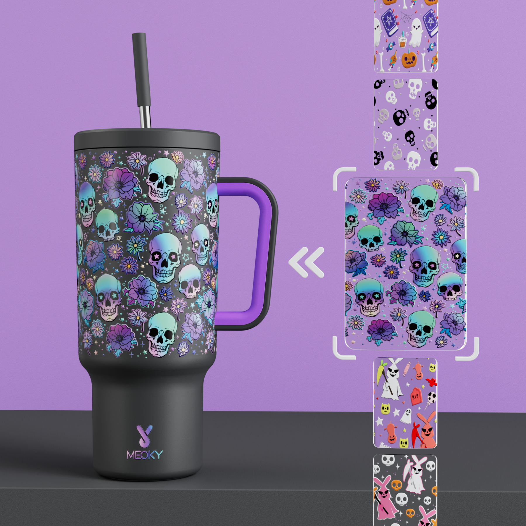 40oz Tumbler With Straw Customized - Custom Halloween - Happy Howl-o'-ween! Trick-or-treat! - Gifts for yourself, friends, family and lover - Five fonts for you to choose!