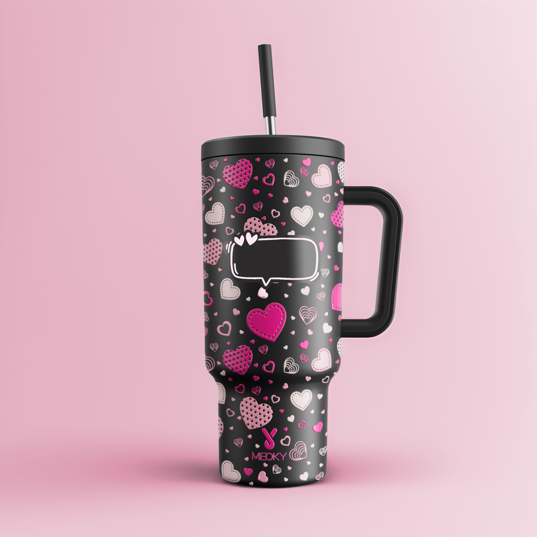 Heart Valentines - Customized 40oz Tumbler With Straw - Best Valentine's Day Gifts for Loved Ones