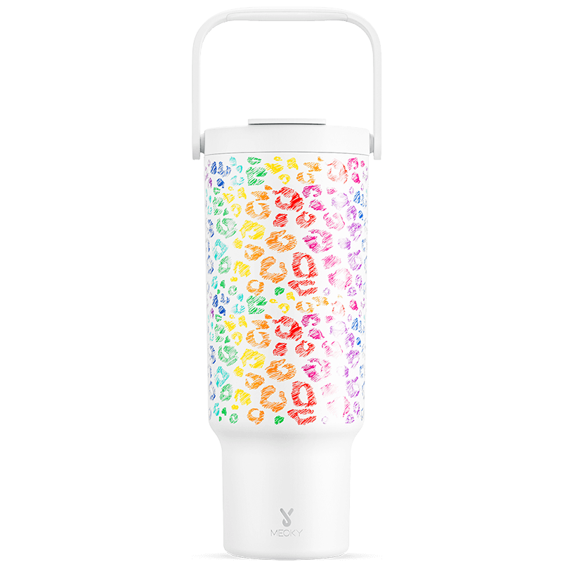 Meoky 40oz Tumbler With Carrying Handle Animal Print Collection