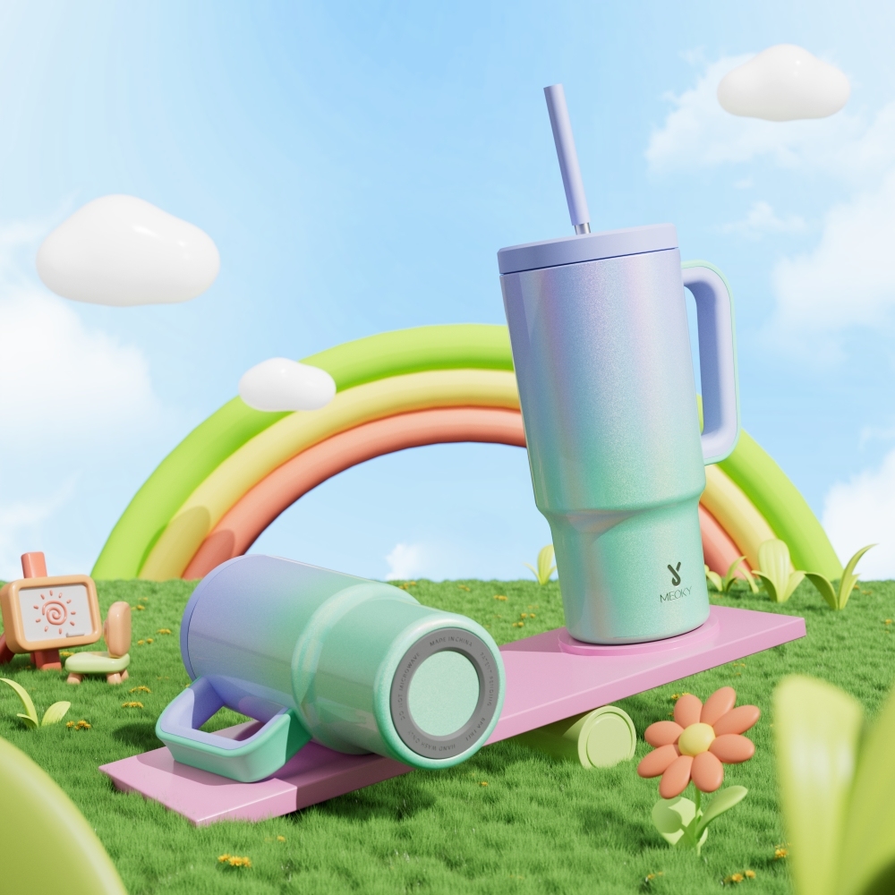 24oz tumbler straw gradient green purple