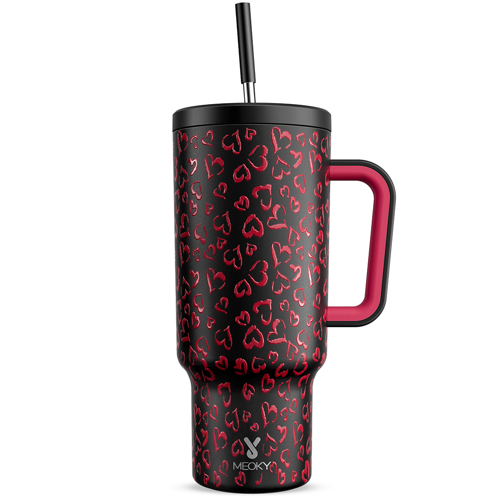 40oz Tumbler With Straw Valentine Collection-Black Love
