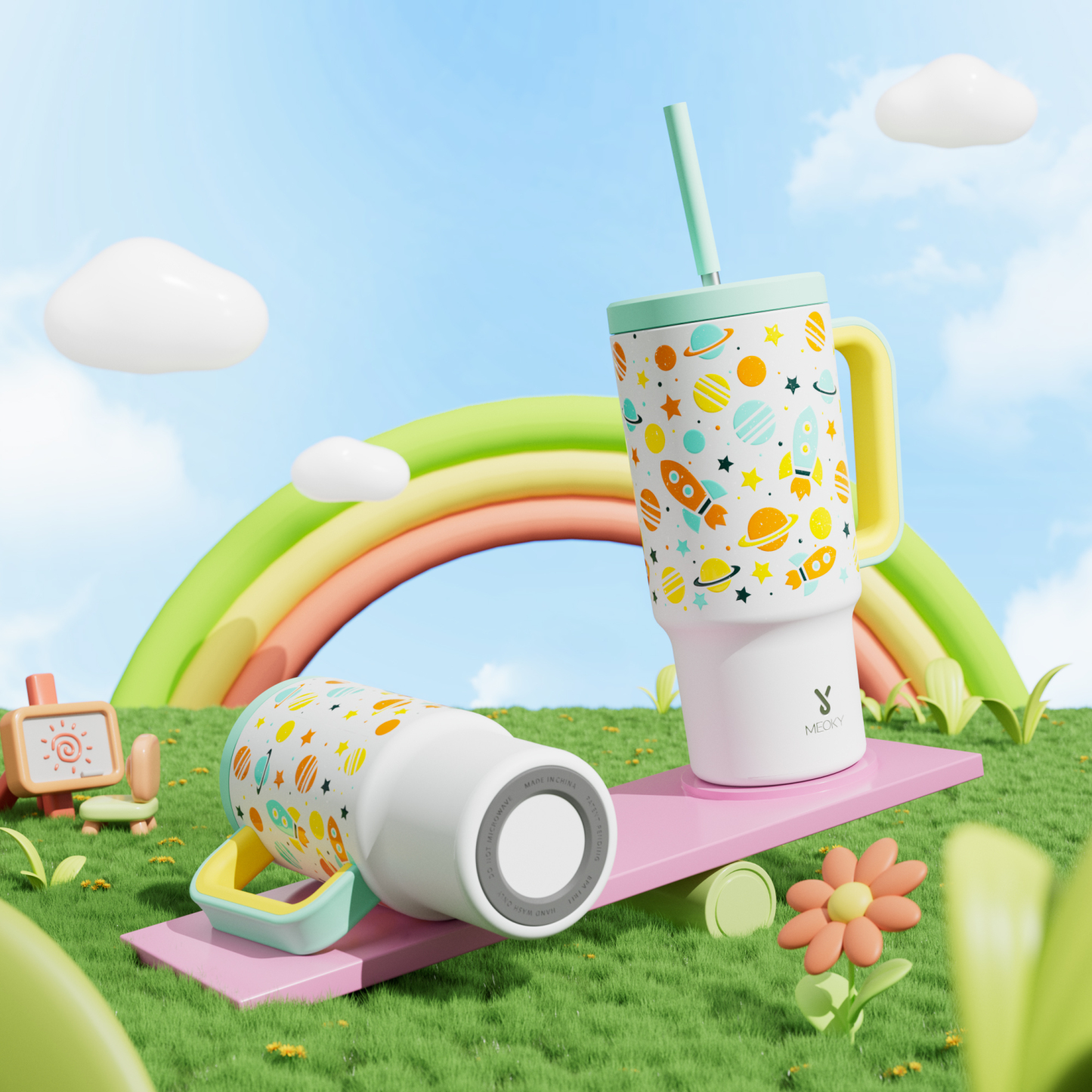 24oz tumbler straw rocket white rocket
