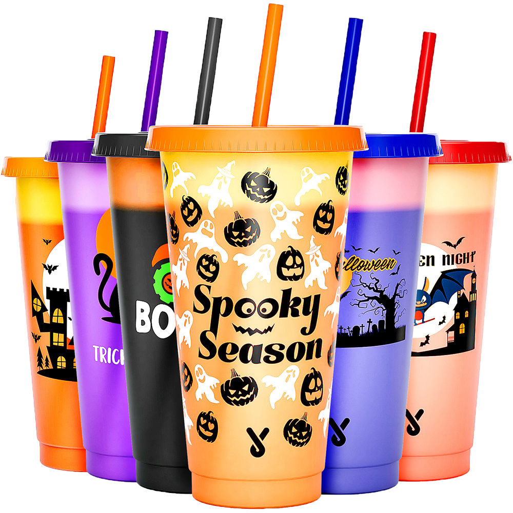 Color Changing Cups With Straw Halloween Collection