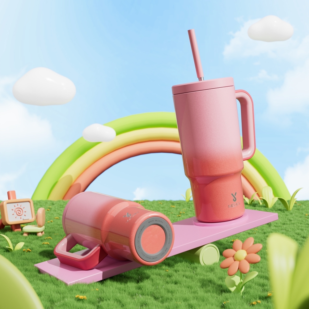 24oz tumbler straw gradient red pink