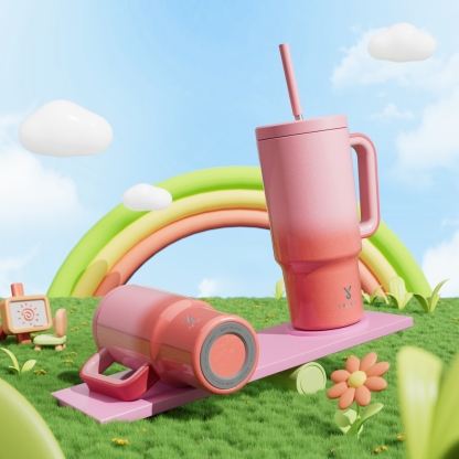 24oz tumbler straw gradient red pink