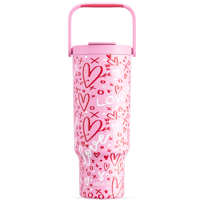 Meoky 40oz Tumbler With Carrying Handle Valentine Collection